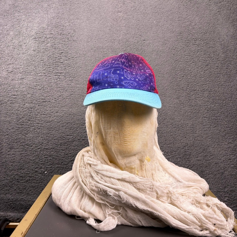 Angel Fire NM Trucker Hat Pink Blue Winter Sports Graphic Cap